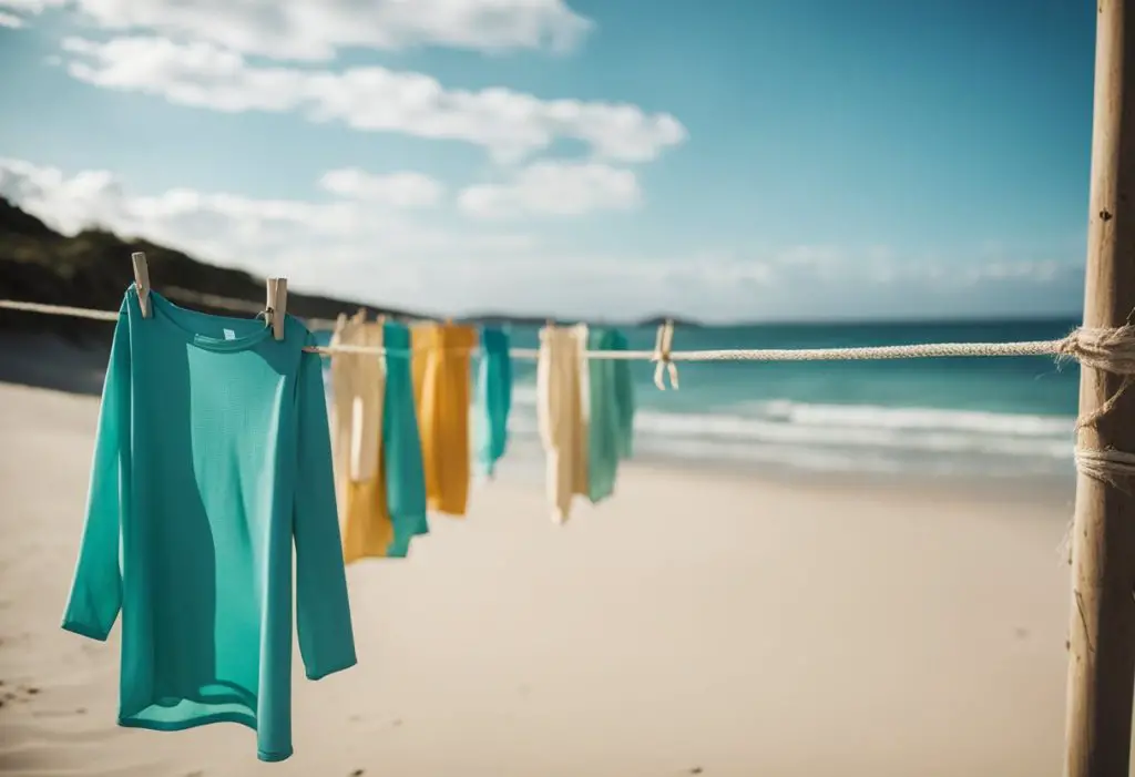 aqua shirts hung for drying - featured image