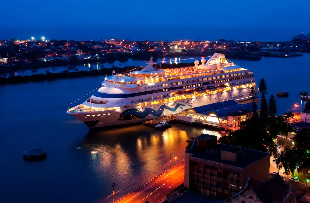 cruise ship by the night sky