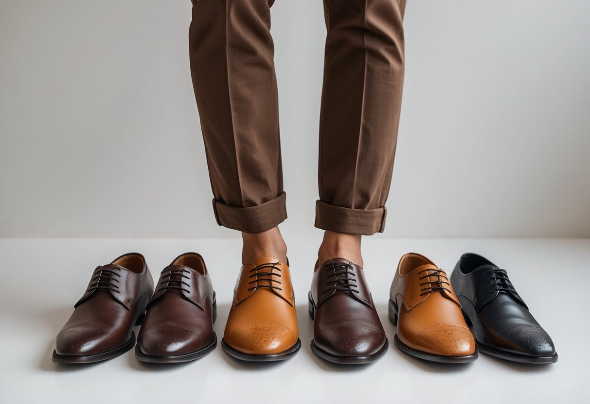 brown pants and pairs of shoes - featured image