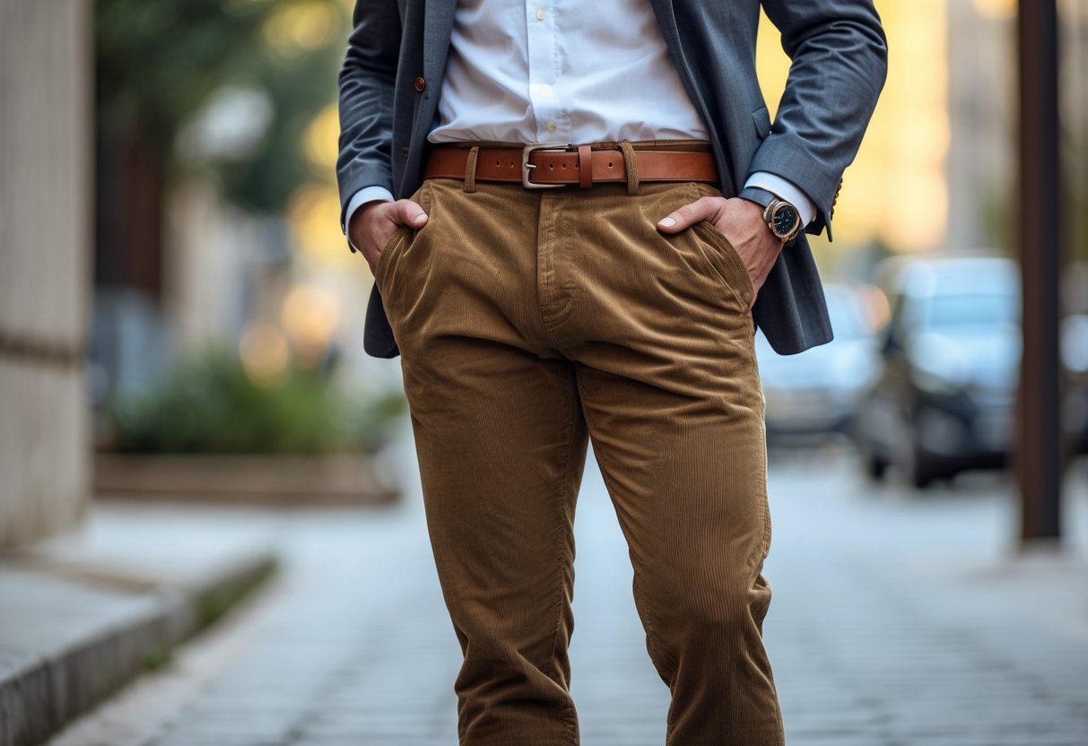 half-body shot of man wearing corduroy pants - featured image